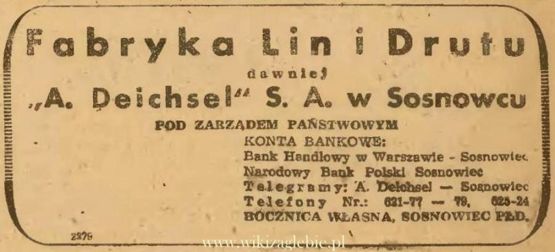Plik:Reklama 1945 Sosnowiec Fabryka Lin i Drutu 01.JPG