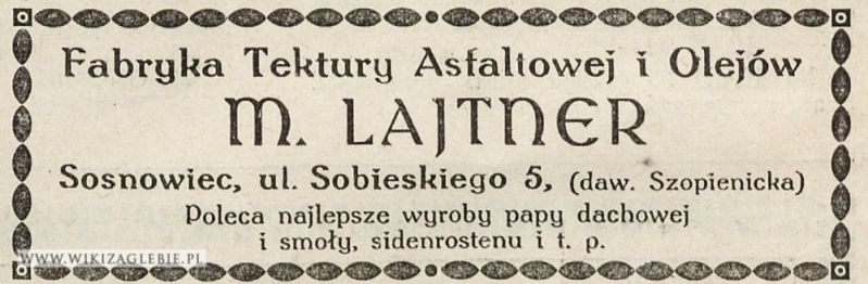 Plik:Reklama-1922-Sosnowiec-Lajtner-Fabryka-Tekstury-Asfaltowej.jpg