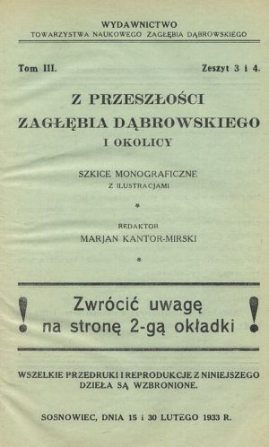 Z przeszłości Zagłębia Dąbrowskiego i okolicy - Szkice monograficzne z ilustracjami - Tom 3 - nr 03.jpg