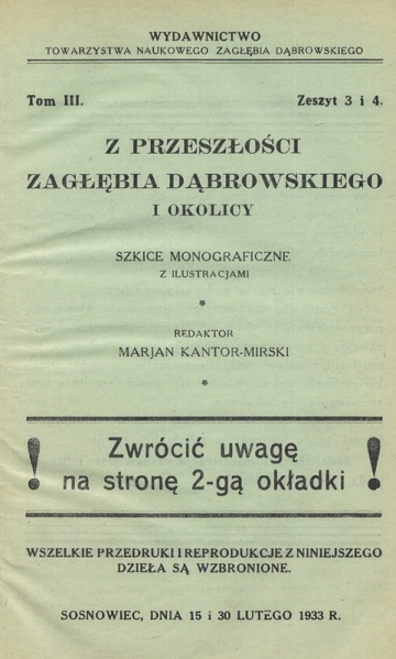 Plik:Z przeszłości Zagłębia Dąbrowskiego i okolicy - Szkice monograficzne z ilustracjami - Tom 3 - nr 03.jpg