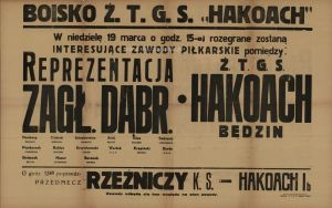 Plakat na mecz Hakoach Będzin Reprezentacja Zagłębia Dąbrowskiego.jpg
