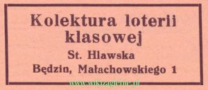 Reklama 1937 Będzin Kolektura Loterii Klasowej St. Hlawska 01.jpg