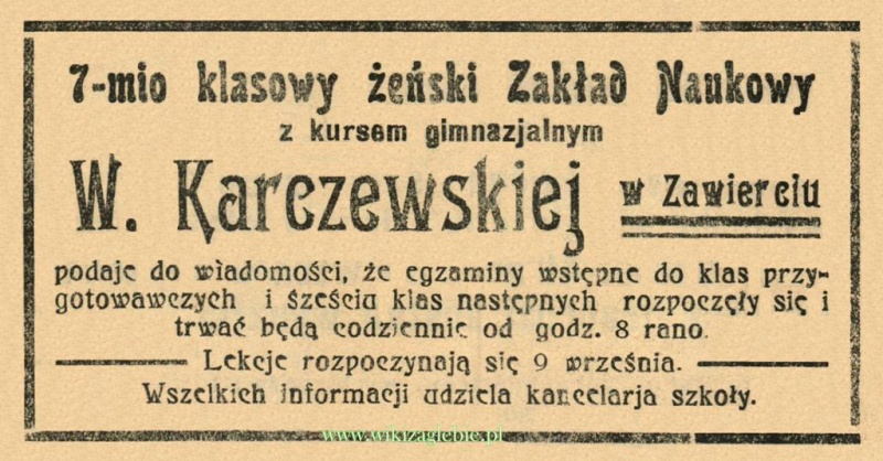 Plik:Reklama 1914(2) Zawiercie Szkoła Żeńska W. Karczewska 01.JPG