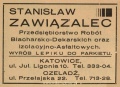 Reklama 1938 Czeladź Przedsiębiorstwo Robót Blacharsko-Dekarskich Stanisław Zawiązalec 01.jpg