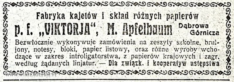 Plik:Reklama-1922-Dąbrowa-Górnicza-Viktorja-Fabryka-Kajetów.jpg