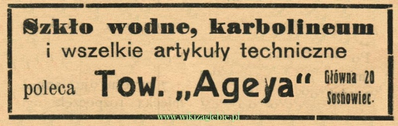 Plik:Reklama 1914(2) Sosnowiec Towarzystwo Ageya 01.JPG