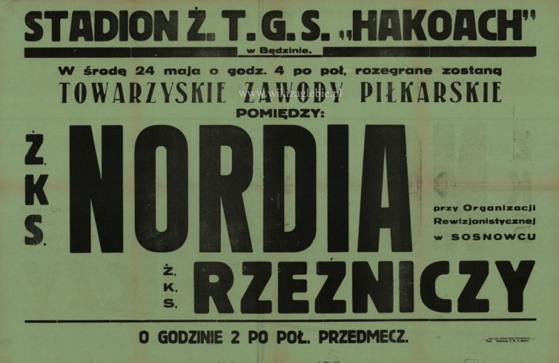 Plik:Plakat na mecz Rzeźniczy Będzin Nordia Sosnowiec.jpg