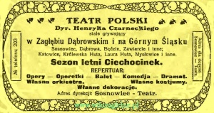 Reklama 1921 Sosnowiec Teatr Polski Henryk Czarnecki 01.JPG