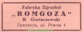 Reklama 1937 Zawiercie Fabryka Zgrzebeł Romgoza R. Gosiaczewski 01.jpg