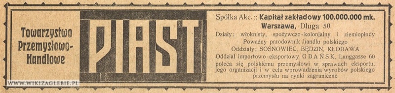 Plik:Reklama-1922-Sosnowiec-Piast-Towarzystwo-Przemysłowo-Handlowe.jpg