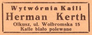 Reklama 1937 Olkusz Wytwórnia Kafli Herman Kerth 01.jpg