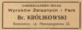 Reklama 1938 Sosnowiec Chrześcijański Skład Wyrobów Żelaznych i Farb Br. Królikowski 01.jpg