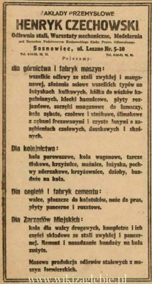 Reklama 1945 Sosnowiec Zakłady Przemysłowe Henryk Czechowski 01.JPG
