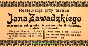 Reklama 1914(2) Sosnowiec Restauracja przy Teatrze Jan Zawadzki 01.JPG