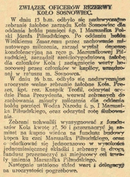 Plik:Zwiazek Oficerów Rezerwy Koło Sosnowiec KZI 1935.05.18.jpg