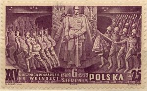 Znaczek pocztowy 1939 25-rocznica wymarszu Pierwszej Kompanii Kadrowej.jpg