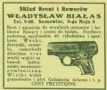 Reklama 1931 Sosnowiec Skład Broni i Rowerów Władysław Białas 01.jpg