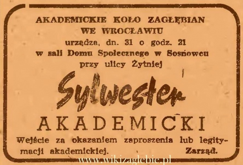 Plik:Reklama 1945 Sosnowiec Akademickie Koło Zagłębian we Wrocławiu 01.JPG