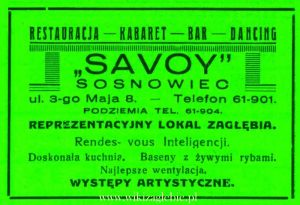 Reklama 1938 Sosnowiec Restauracja Savoy 01.jpg