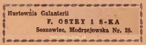 Reklama 1945 Sosnowiec Hurtownia Galanterii F. Ostry i Spółka 01.JPG