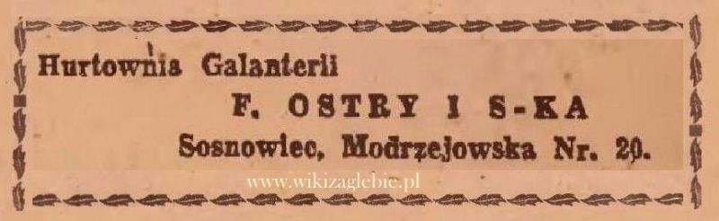Plik:Reklama 1945 Sosnowiec Hurtownia Galanterii F. Ostry i Spółka 01.JPG