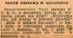 Sosnowiec Wycinek prasowy Eksperymentalny Teatr Dziecka 1947.10.11 (s).JPG