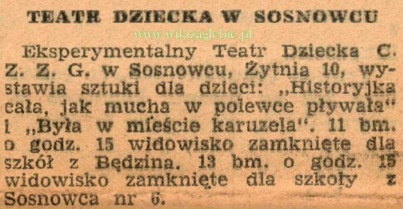 Plik:Sosnowiec Wycinek prasowy Eksperymentalny Teatr Dziecka 1947.10.11 (s).JPG