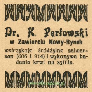 Reklama 1914(2) Zawiercie Doktor K. Perłowski 01.JPG