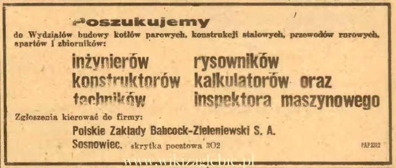 Plik:Reklama 1945 Sosnowiec Polskie Zakłady Babcock Zieleniewski 01.JPG