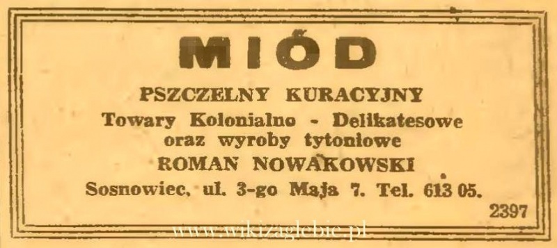 Plik:Reklama 1945 Sosnowiec Towary Kolonialno Delikatesowe Roman Nowakowski 01.JPG