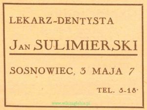 Reklama 1931 Sosnowiec Lekarz Dentysta Jan Sulimierski 01.jpg