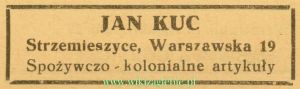 Reklama 1937 Dąbrowa Górnicza Sklep w Strzemieszycach Spozywczo Kolonialne Artykuły Jan Kuc 01 (15).jpg