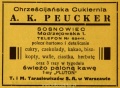 Reklama 1938 Sosnowiec Chrześcijańska Cukiernia A. K. Peucker 01.jpg