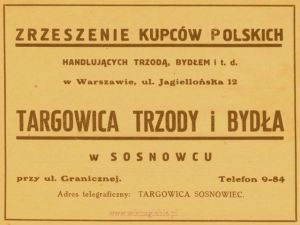 Reklama 1931 Sosnowiec ZKP Targowica Trzody i Bydła 01.jpg
