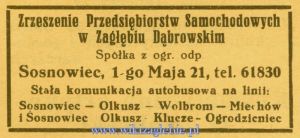 Reklama 1937 Sosnowiec Zrzeszenie Przedsiębiorstw Samochodowych w Zagłębiu Dąbrowskim 01.jpg