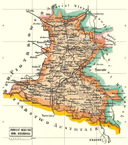 Plik:Mapa Powiatu olkuskiego 1867 - 1914.JPG
