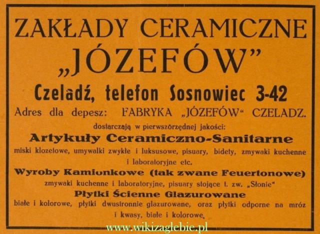 Plik:Reklama 1934 Czeladź Zakłady Ceramiczne Józefów 01.jpg