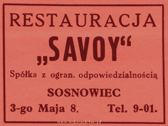 Plik:Reklama 1931 Sosnowiec Restauracja Savoy 01.jpg