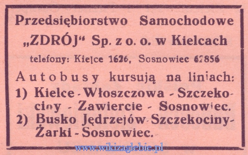 Plik:Reklama 1937 Sosnowiec Przedsiębiorstwo Samochodowe Zdrój w Kielcach 01.jpg