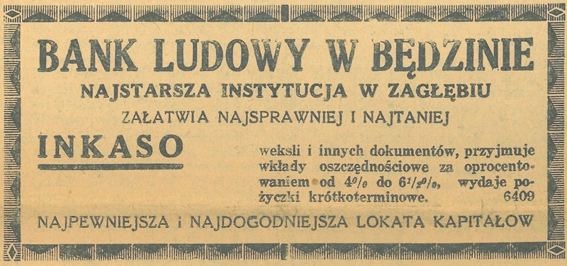 Plik:Reklama 1936 Będzin Bank Ludowy (01).jpg