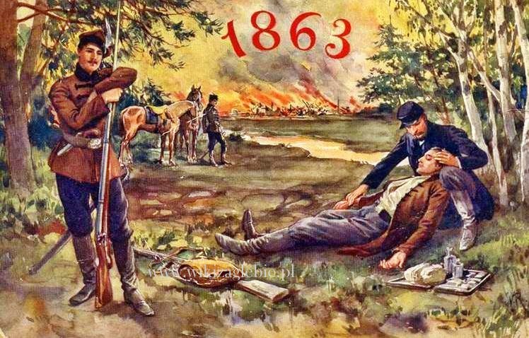 Plik:Powstanie Styczniowe 1863 pocztówka z 1913.JPG