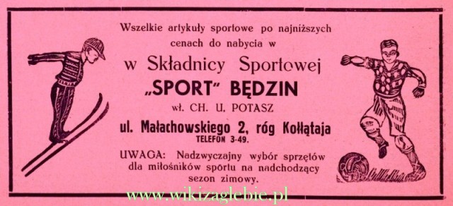 Plik:Reklama 1934 Będzin Składnica Sportowa Sport 01.jpg