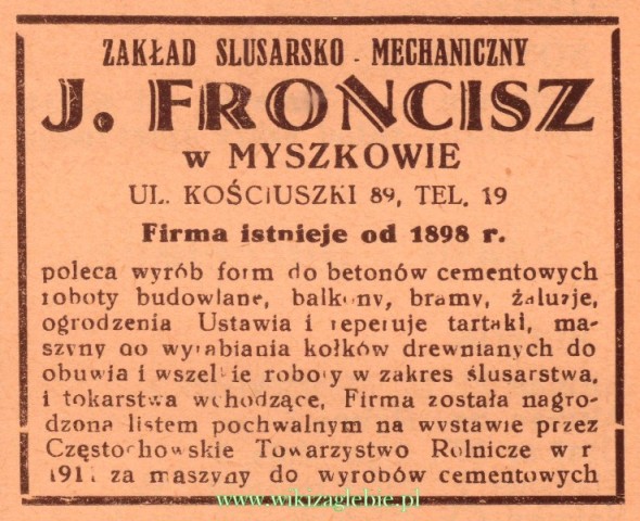 Plik:Reklama 1937 Myszków Zakład Ślusarsko-Mechaniczny 01.jpg