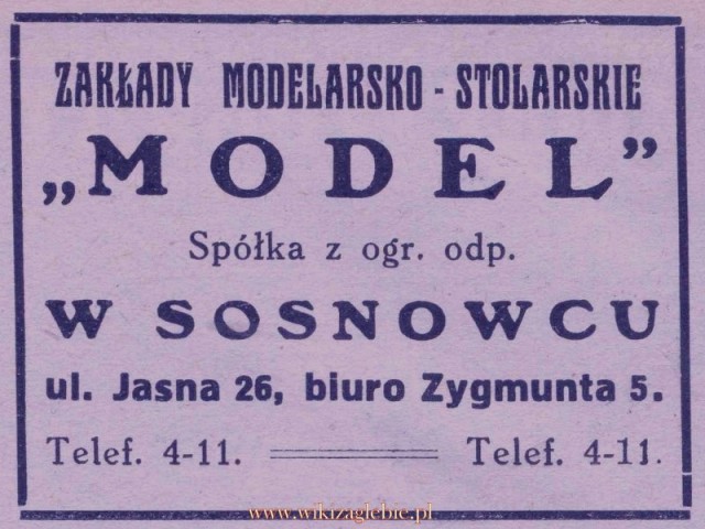 Plik:Reklama 1931 Sosnowiec Zakłady Modelarsko-Stolarskie Model 01.jpg