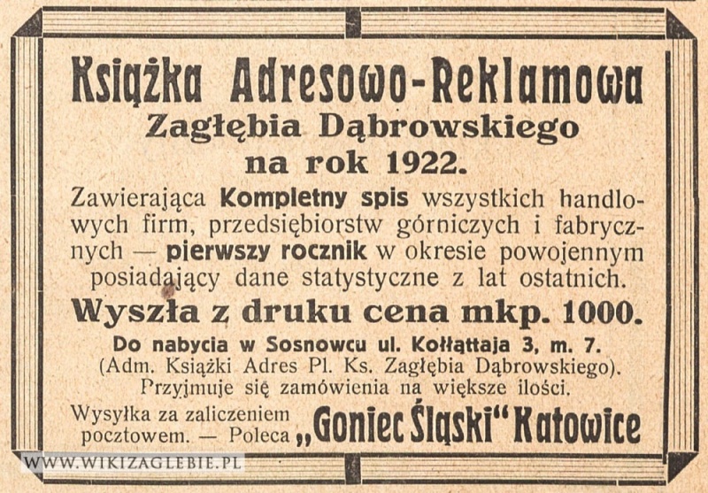 Plik:Reklama-1922-Sosnowiec-Książka-Adresowo-Reklamowa-na-1922.jpg