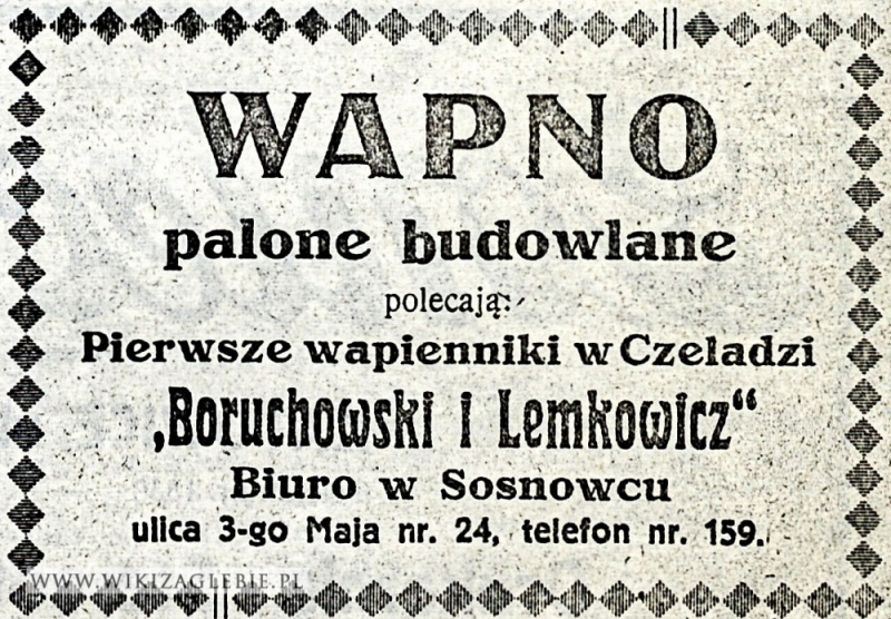 Plik:Reklama-1922-Sosnowiec-Czeladź-Wapno-Bruchowski-Lemkowicz.jpg