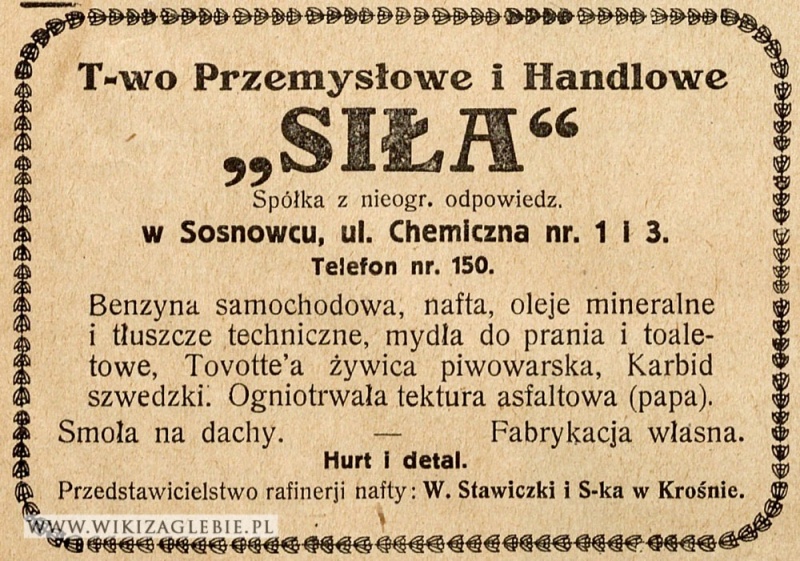 Plik:Reklama-1922-Sosnowiec-Siła-Towarzystwo-Przemysłowe-Handlowe.jpg