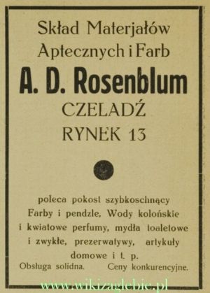 Reklama 1934 Czeladź Skład Materiałów Aptecznych i Farb Rosenblum 01.jpg