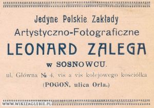 Reklama 1913 Sosnowiec Zakład Fotograficzny Zalega.jpg