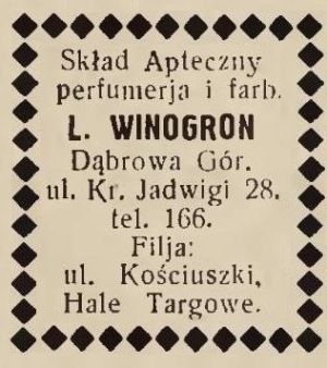 Dąbrowa Górnicza Skład Apteczny L. Winogron 1930 (01).jpg